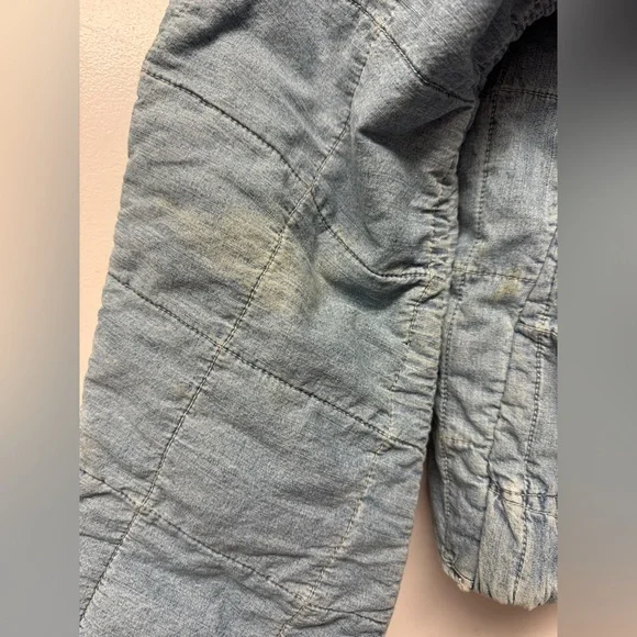 Free People Dolman Quilted Denim Jacket Medium Chambray Boho Zip Jacket - Picture 9 of 14